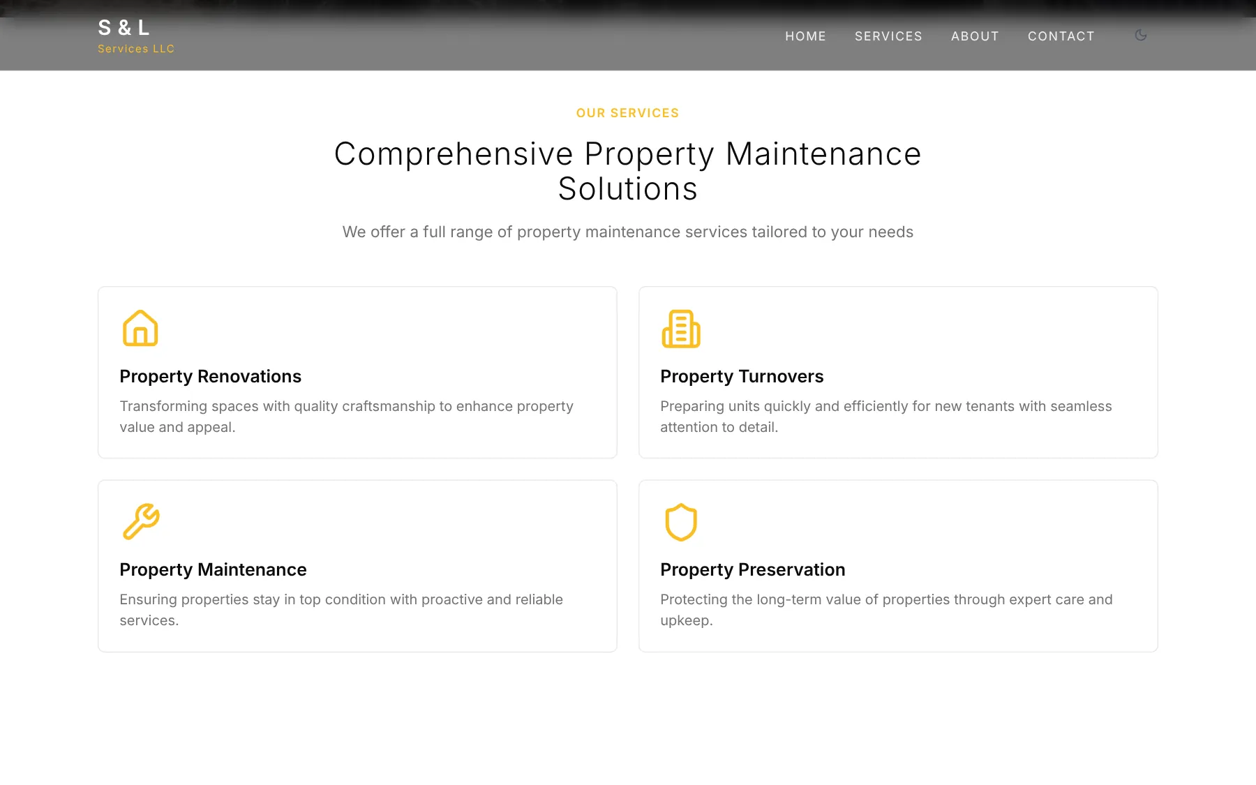 The four services on the home page