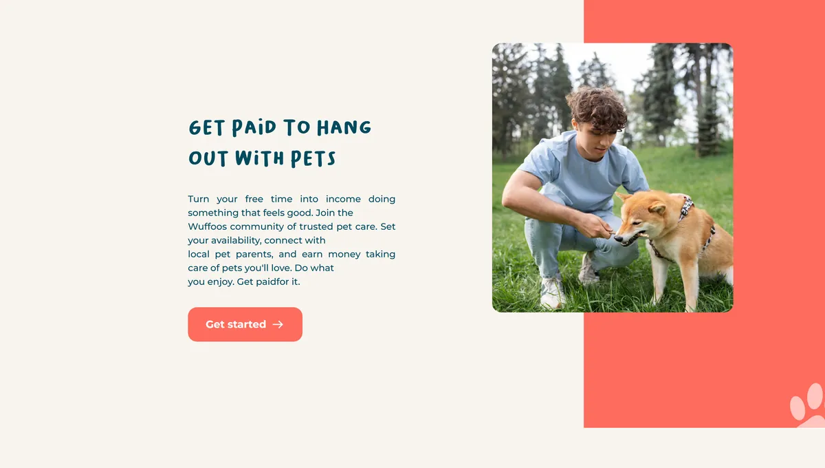 Become a sitter landing page