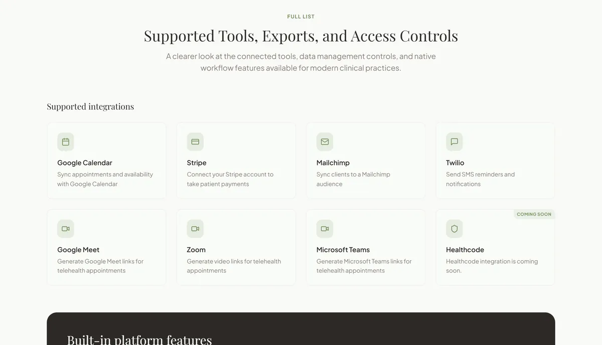 Supported integrations
