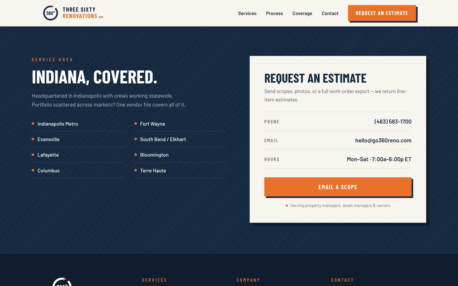 Indiana coverage and the estimate request card
